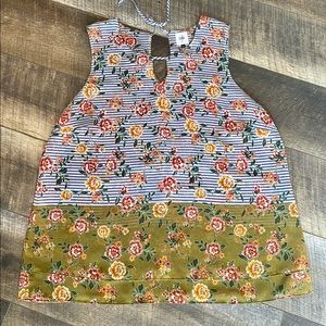 CAbi Penelope Top Floral Striped Sleeveless XL, no flaws